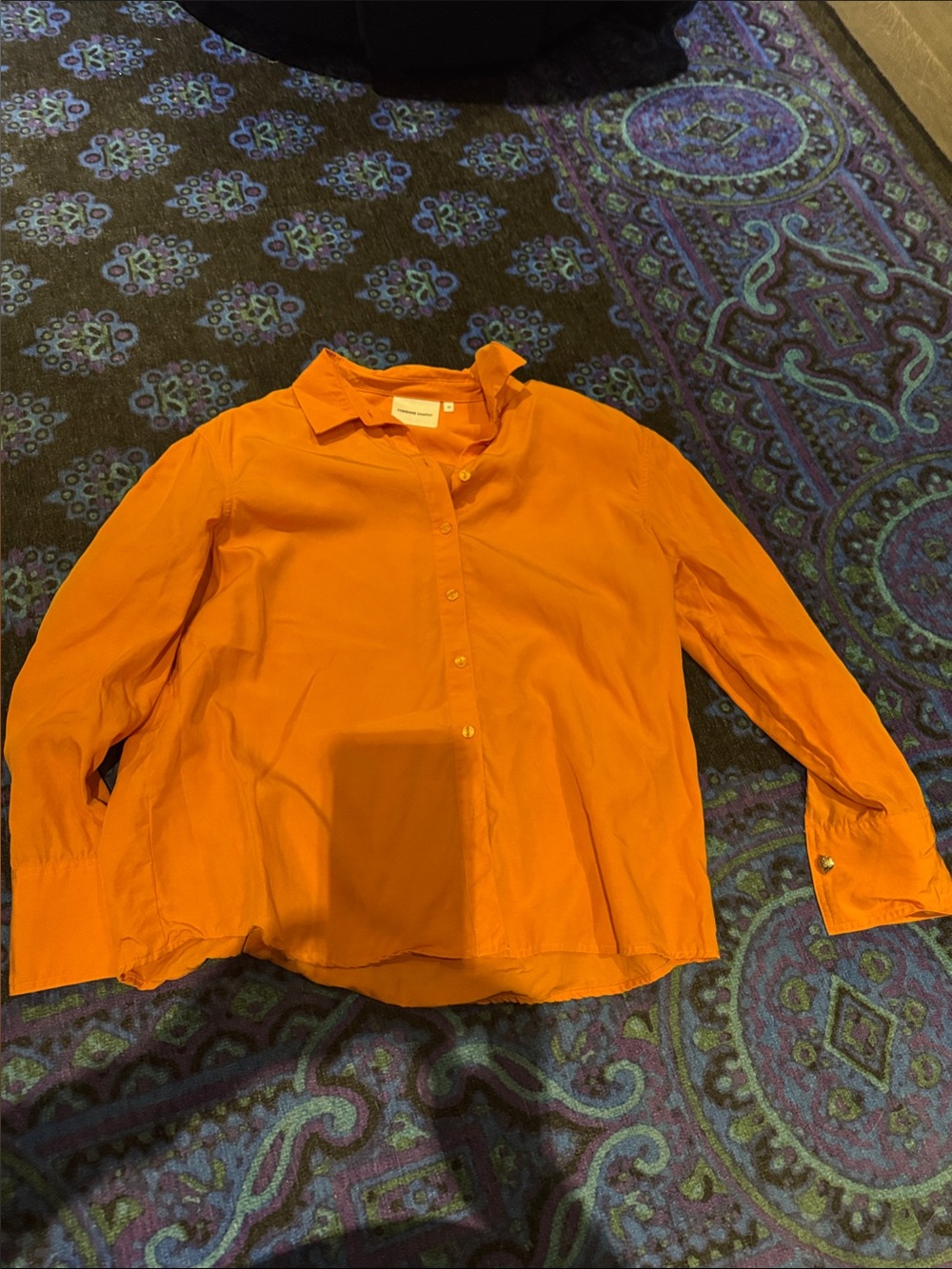 Crisp Orange Button-Down Blouse